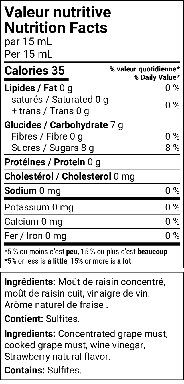 FRAISE 250ml - Vinaigre balsamique Blanc